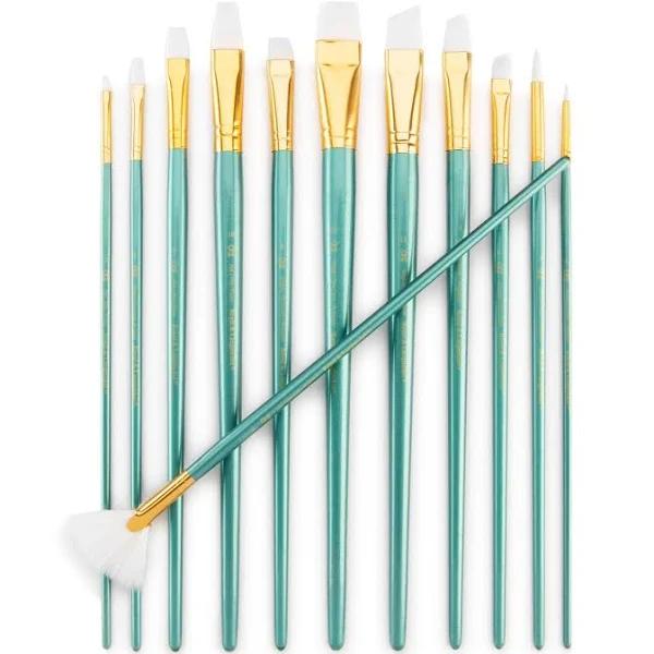 Royal & Langnickel RSET-9316 12-Piece Taklon Long Brush Set - White