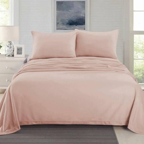 Ramesses Cashmere Touch Flannelette Sheet Set (Dusty Pink) - Double