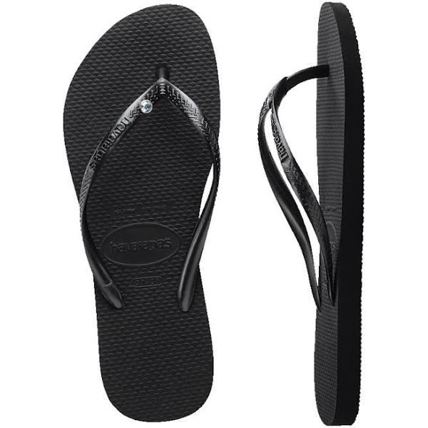 Havaianas Slim Crystal Womens Thongs - Black