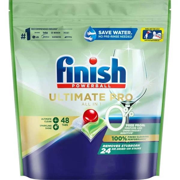 Finish 48pc Powerball Quantum Ultimate Pro 0% Dishwasher Tablets Home Cleaning