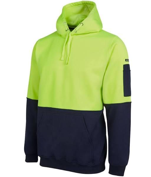 JBs Mens Hi Vis Pull Over Hoodie 6HVPH (Lime/Black, XL)