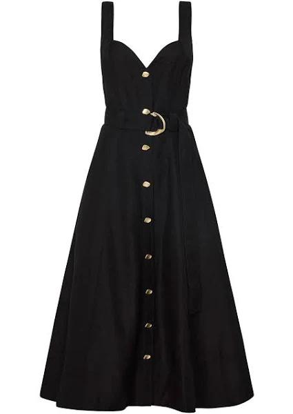 AJE Clay Belted Midi Dress in Colour Black Size 16