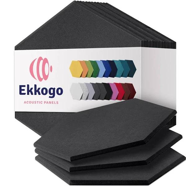 Ekkogo Acoustic Panels 12-Pack Soundproof Wall Panels 12''X10''X0.4'' Sound Panels High Density Sound Dampening Panels - [Dark Gray Hexagon]