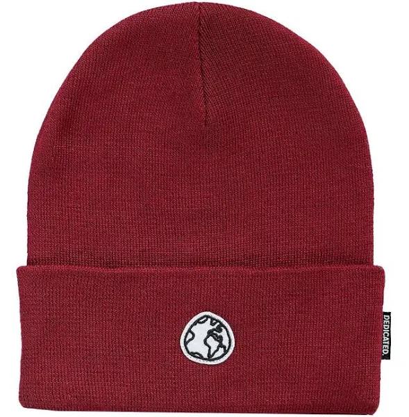 Dedicated - Red Cuff Beanie - Kiruna Globe Burgundy Recycled Cuff @ Hatstore