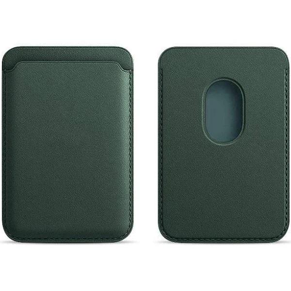 Magnetic Card Holder for MagSafe iPhone 14 13 Pro Max Leather Wallet Card Pocket Green