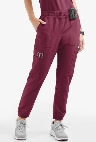 Movement by Butter-Soft Cephei Women's 11-Pocket Jogger Scrub Pants in Wine | Size 2x Polyester/rayon/spandex