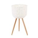 Cooper & Co. Large Natural Wicker Flower Basket Pot Planter Stand - White