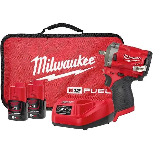 Milwaukee M12 Fuel 3/8" Stubby Impact Wrench Kit - M12FIW38-202B