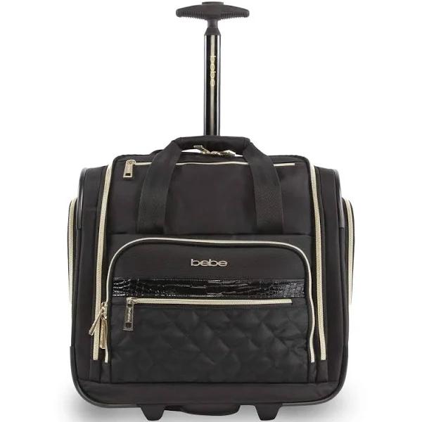 Bebe Leena Under The Seat Carry-On Rolling Tote - Black - Underseat Luggage