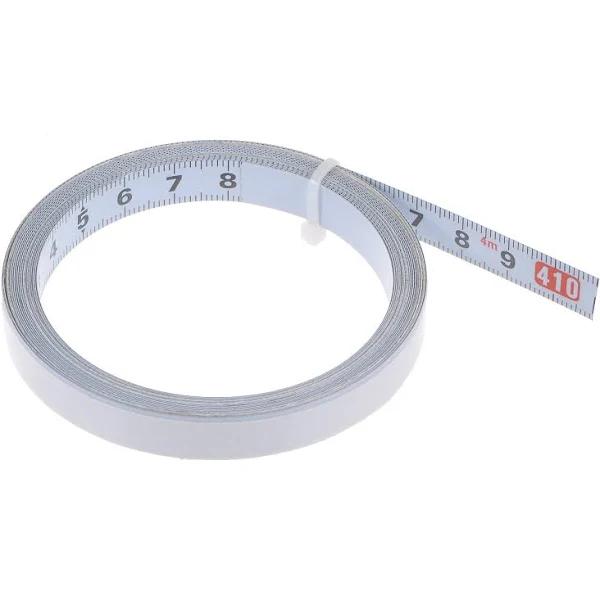 Adhesive Back Tape Measure 400cm Left to Right Read Steel Sticky Ruler, White | Harfington