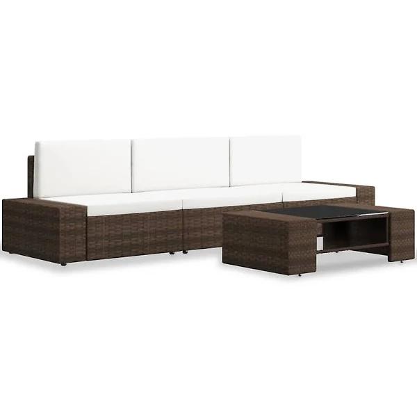 vidaXL - 4 Piece Garden Lounge Set Poly Rattan - Brown