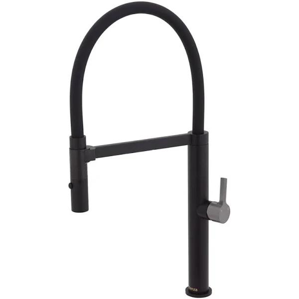 Fienza Sansa Pull Down Sink Mixer - Matte Black With Gun Metal Handle