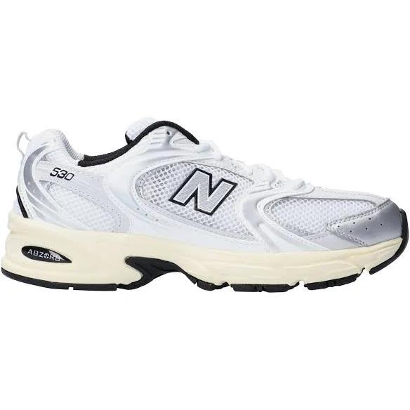 New Balance 530 Trainers in White and Metallic