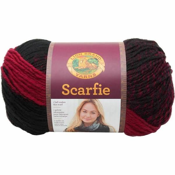 Lion Brand Yarn 826-205 Scarfie Yarn, Cranberry/Black