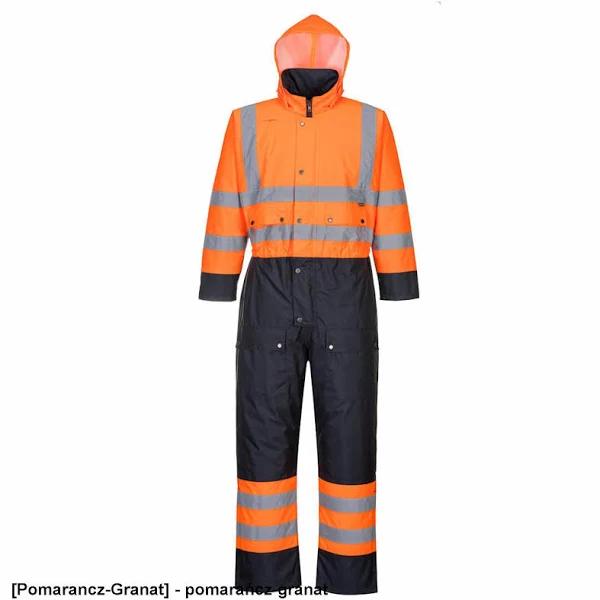 Portwest S485 Hi-Vis Contrast Coverall - Lined Orange/Navy