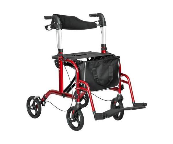 2-in-1 Wheelchair Walking Frame Rollator Mobility Walker Aid Wheels