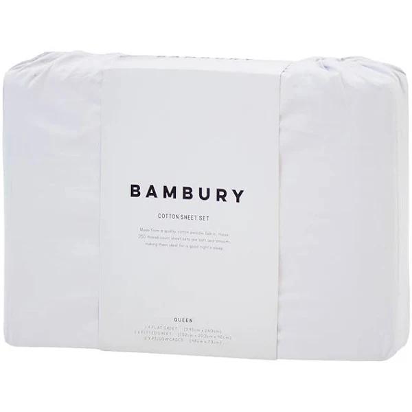 Bambury 250TC Cotton Sheet Set Queen - White