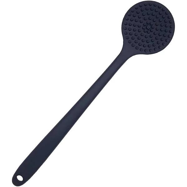 DNC Back Scrubber for Shower Soft Silicone Bath Body Brush with Long Handle, BPA Free, Hypoallergenic (Black)