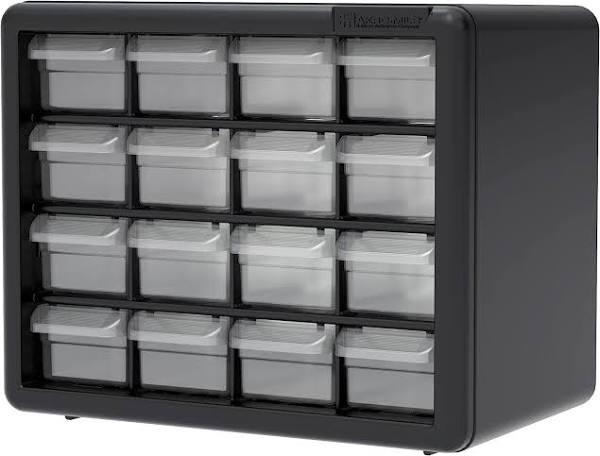 Akro-Mils 10116 16 Drawer Plastic Parts Storage Hardware and Craft Cabinet, 10.5-inch x 8.5-Inch x 6.5-Inch, Black