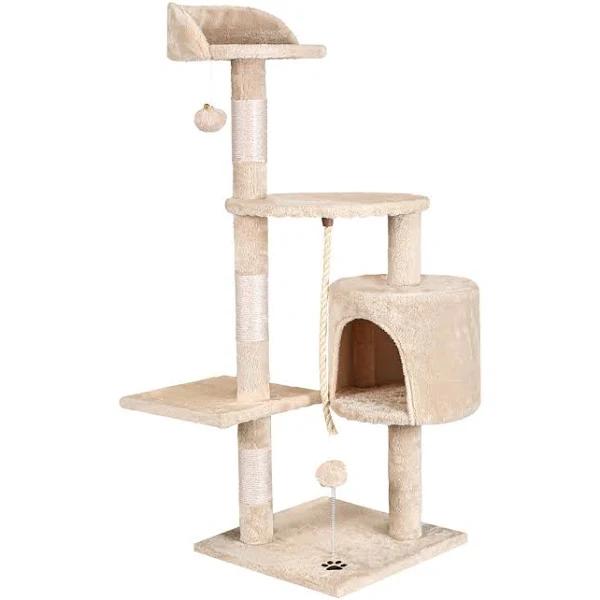 Beastie Cat Tree Scratching Post 112cm Beige - AfterPay & zipPay Available