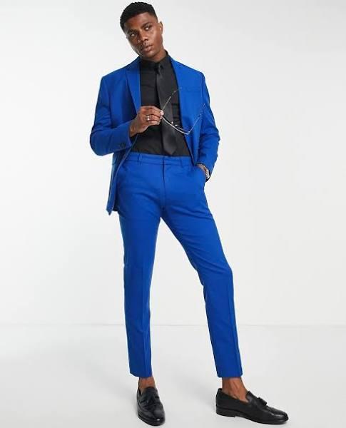 New Look Skinny Suit Pants in Bright Blue