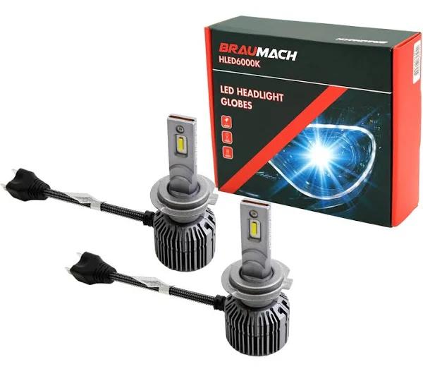 BRAUMACH HLED6000 LED 6000K Headlight Bulbs Globes H7 x 2pc