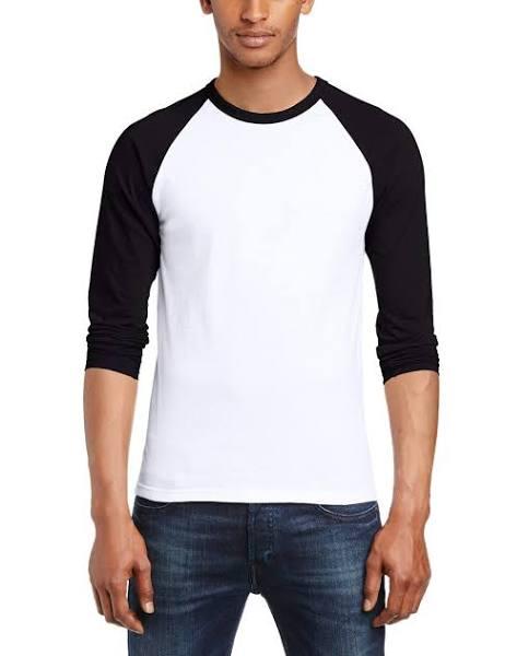 Fruit of The Loom Mens Long Sleeve Baseball T-Shirt White/Black 2XL