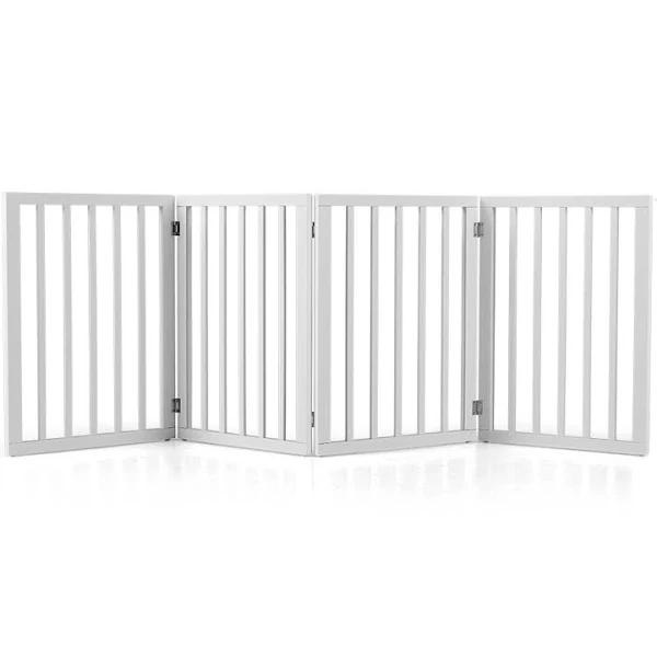 Petzly Pet Gate Dog Fence Safety Barrier Security Door 4 Panel 61cm White