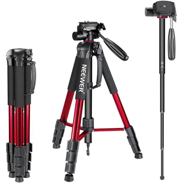 NEEWER Portable 70 inches/177 Centimeters Aluminum Alloy Camera Tripod Monopod with 3-Way Swivel Pan Head,Bag for DSLR Camera,DV Video Camcorder