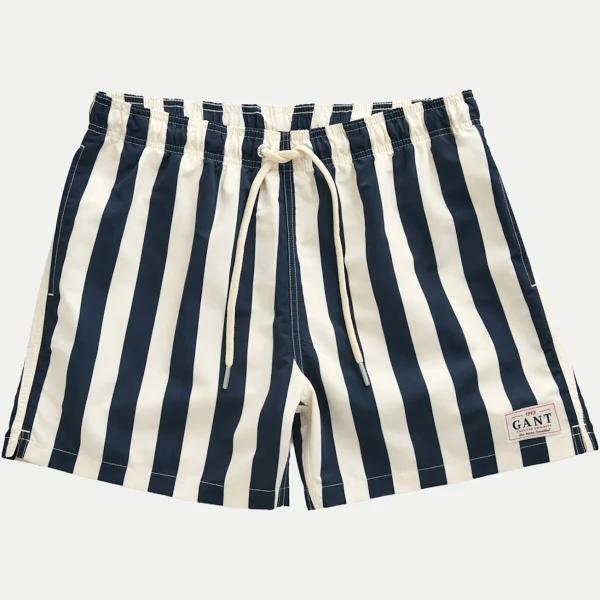 Gant Block Striped Swim Shorts in Evening Blue, Size XL