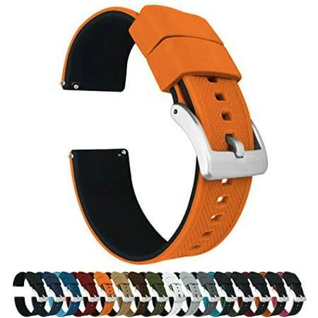 Elite Silicone Watch Band / Strap in Pumpkin Orange/Black w/ Stainless Steel Buckle, Width 24mm | Barton