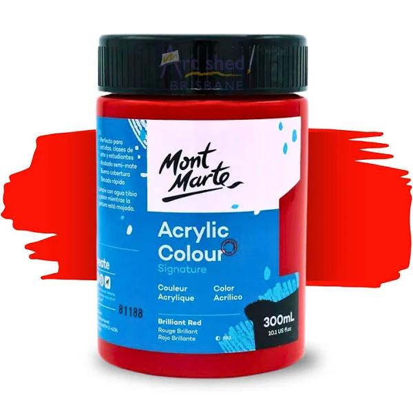 Mont Marte Signature Acrylic Paint 300ml Pot - Brilliant Red