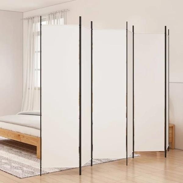 vidaXL 6-Panel Room Divider White 300×200 cm Fabric