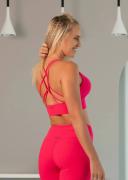 Lorna Jane Womens Lotus Longline Sports Bra Neon Raspberry / XS