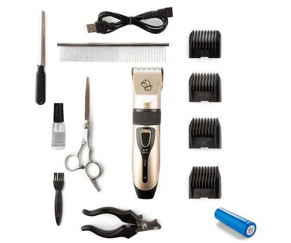 12-Piece Pet Grooming Kit w/ Electric Clippers, Scissors, Combs & Brush