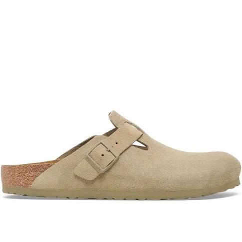 Birkenstock Unisex Boston clogs in faded khaki suede-Green