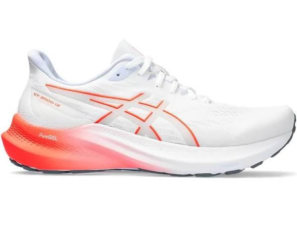 ASICS Men's GT-2000 12 - Running Shoes - White/Sunrise Red 12.5