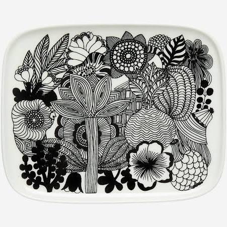 Marimekko Oiva/Siirtolapuutarha Plate 15x12 cm White/Black