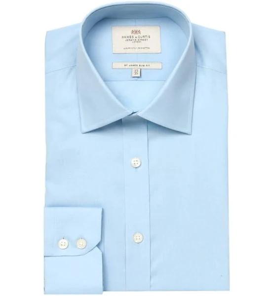 Hawes & Curtis Men's Business Poplin Slim Fit Shirt in Blue