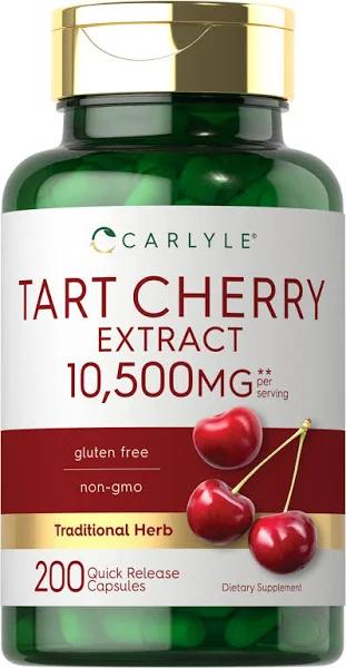 Tart Cherry Capsules | 7000 MG | 200 Pills | Max Potency | Non-GMO Gluten Free | Tart Cherry Juice Extract | by Carlyle