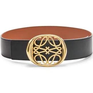 Loewe - Reversible Anagram Ellipse Belt in Smooth Calfskin - 80 - Tan/Black/Gold - Smooth Calf For Woman