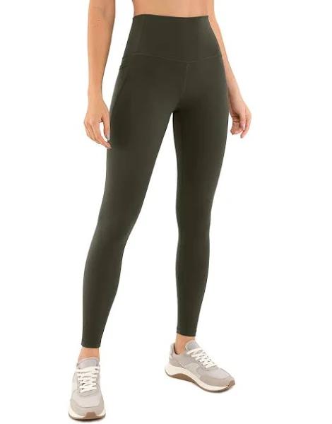 CRZ Yoga Womens Butterluxe Pockets Workout Leggings 28" Olive Green / XL