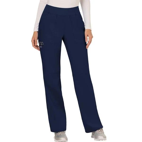 Cherokee Workwear Revolution WW110 Scrubs Pants Women's Mid Rise Straight Leg Pull-On Navy