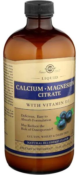 Solgar Calcium Magnesium Citrate with Vitamin D3, Natural Blueberry - 16 fl oz bottle