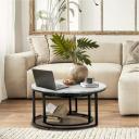 Oikiture Set of 2 Coffee Table Round Nesting Side End Table White & Black