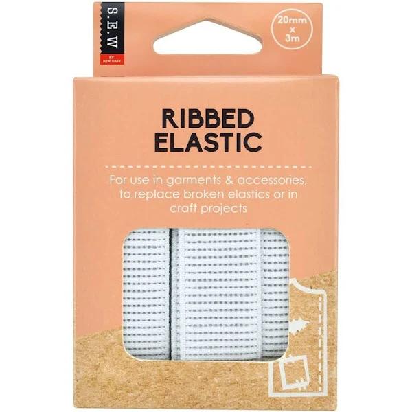 Sew Easy Ribbed Woven Elastic 20mm x 3M - White