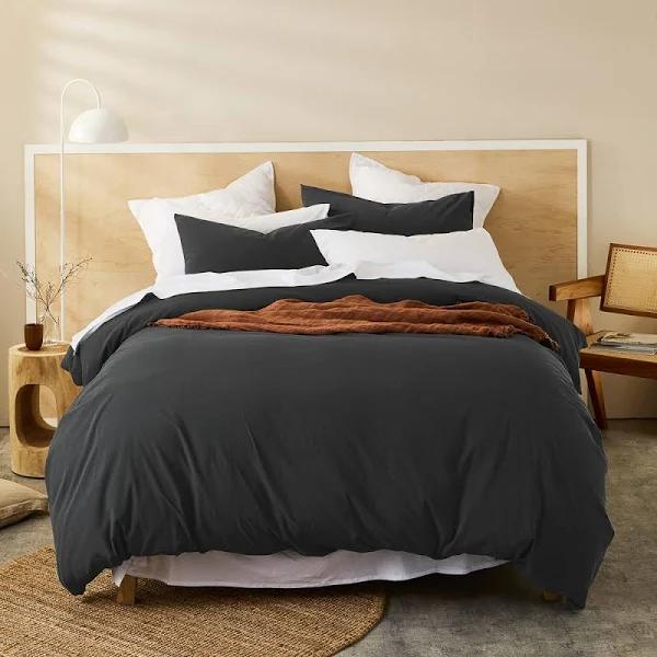 MyHouse Stonewash Quilt Cover Set King / Onyx