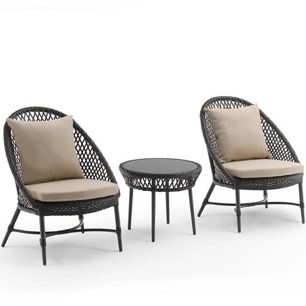 Outdoor Coffee Table and Chair Set, Rattan Wicker