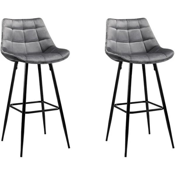 Artiss Set of 2 Grey Velvet Bar Stools