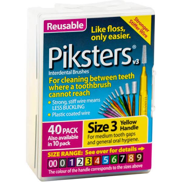 Piksters Interdental Brushes Size 3 Yellow 40 Pack